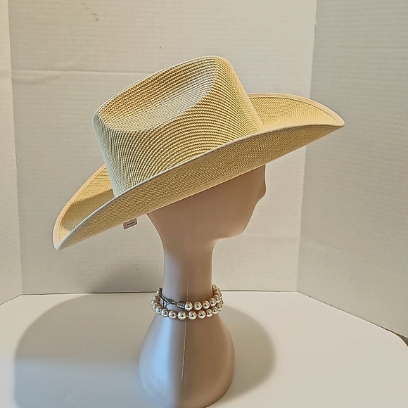 New Winter Off White Wide Brim Cowboy Western Cowgirl Country Hat Beige Cream - Picture 3 of 4